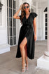 ruffled-surplice-tie-waist-slit-midi-dress Sophia's Trends - Sophia's Style--